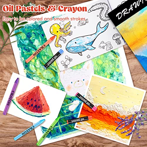 153 Pieces Deluxe Wooden Art Set Crafts Drawing Painting Coloring Supplies Kit with 2 A4 Sketch Pads, Halloween Creative Gift Box for Adults Artist Beginners Kids Girls Boys