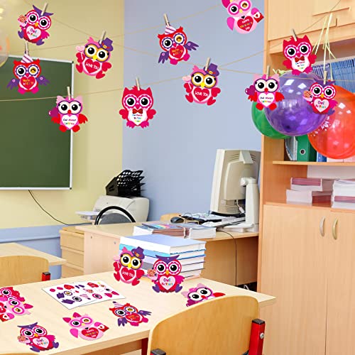 chiazllta 30 PCS Valentine&#x27;s Day Craft Kits DIY Owl Craft for Kids Valentine&#x27;s Heart Craft Make Your Own Owl Bulk Set for Home Classroom Game Activities