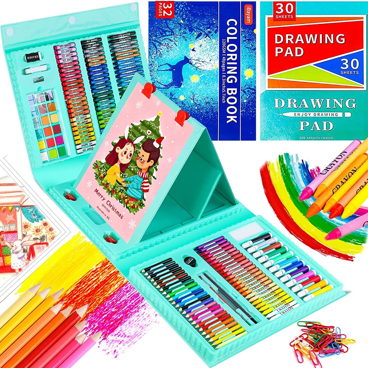 iBayam Art Kit, Supplies Drawing Kits, Arts and Crafts for Kids, Gifts Teen  Girls Boys 6-8-9-12, Set Case with Trifold Easel, Sketch Pad, Coloring  Book, Pastels, Crayons, Pencils