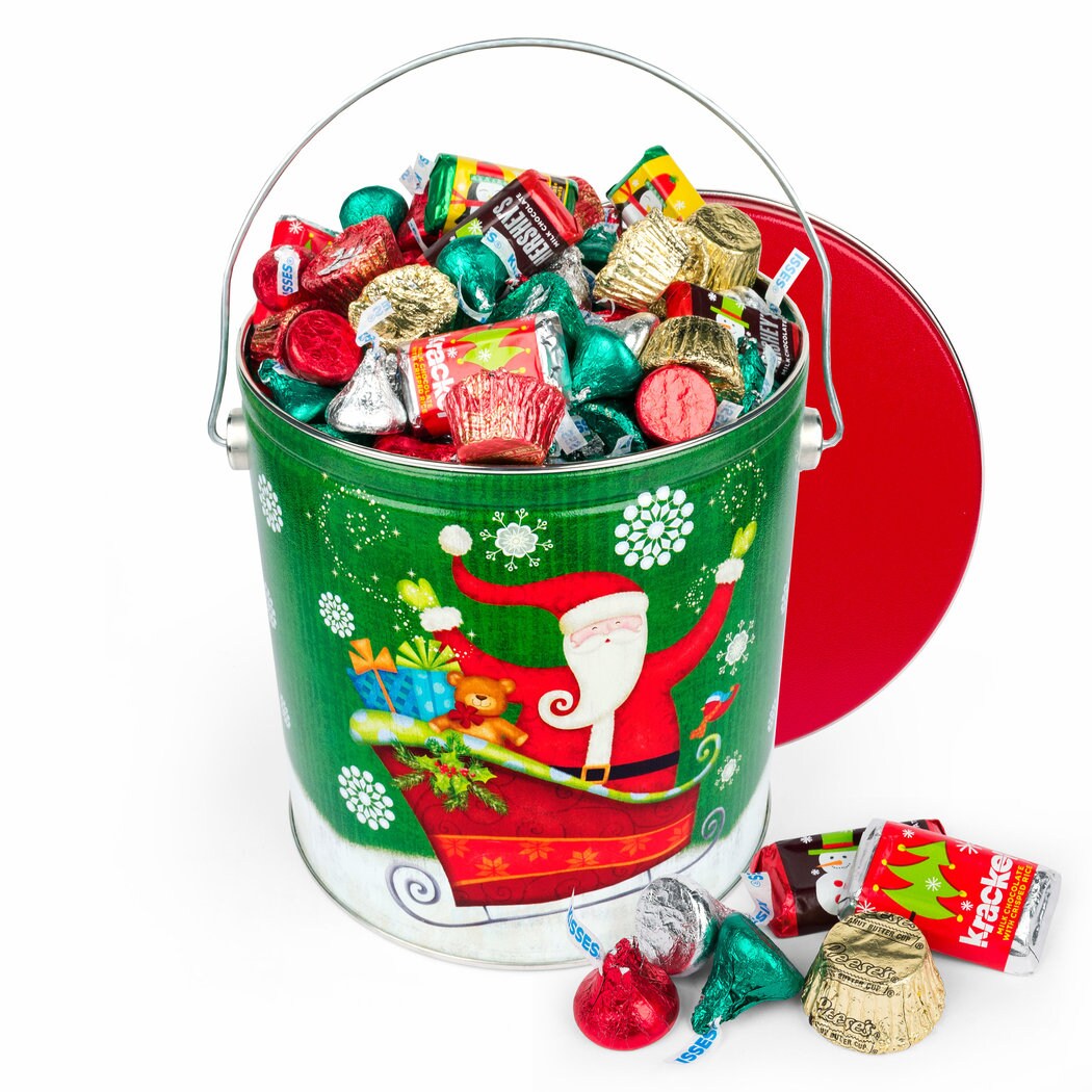 255 pcs Christmas Gift Tin with Hershey&#x27;s Holiday Chocolate Candy Mix (3.7 lb)