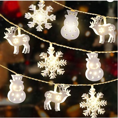 Metal Christmas String Lights 6 FT 10 LED Battery Operated Fairy