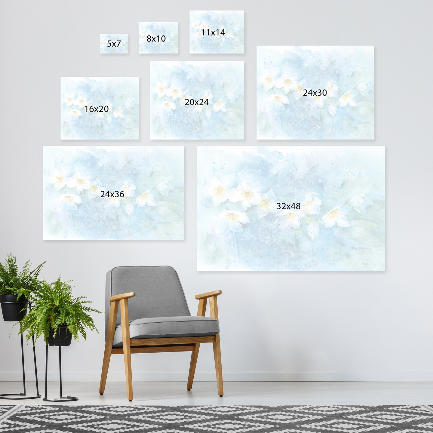 Hellebores On Blue by Rachel McNaughton  Gallery Wrapped Canvas - Americanflat
