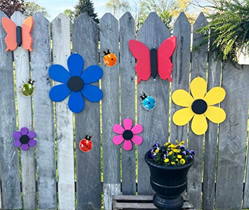 4 Pieces Metal Garden Wall Art Decorative Set ,Cute Ladybugs Outdoor Wall Sculptures