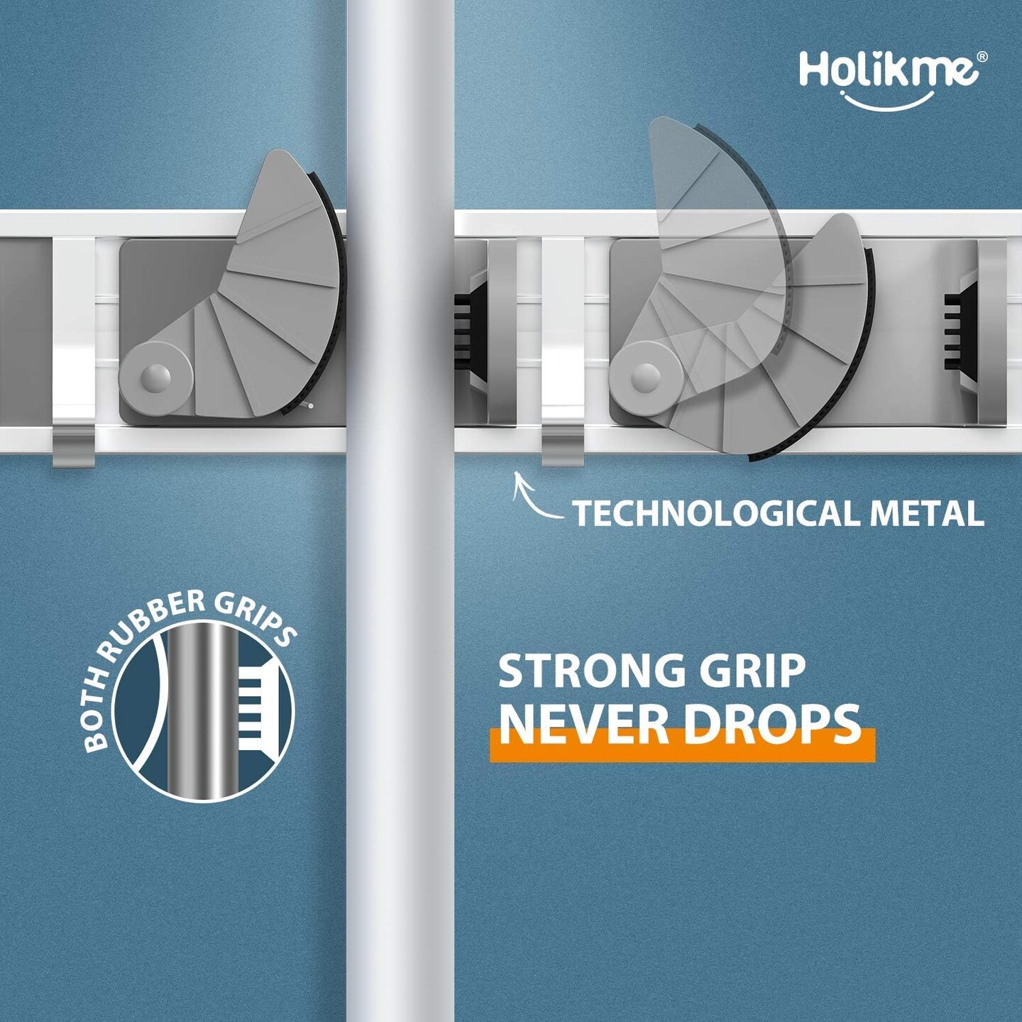 Mop & Broom Holder Wall Mount Metal Pantry Organization and Storage Garden Kitchen Tool Organizer Wall Hanger for Home Goods (4 Positions with 4 Hooks, Silver)