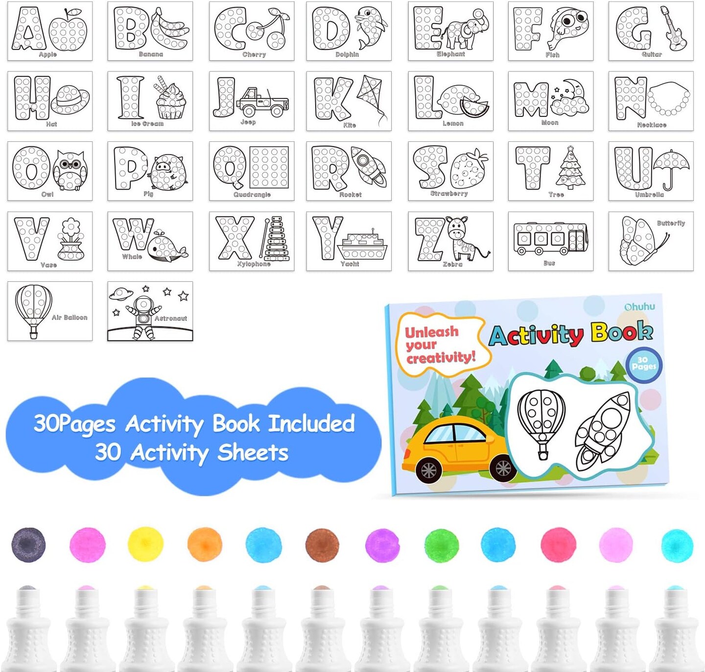 Washable Dot Markers for Toddler: Ohuhu 8 Colors Bingo Daubers 40