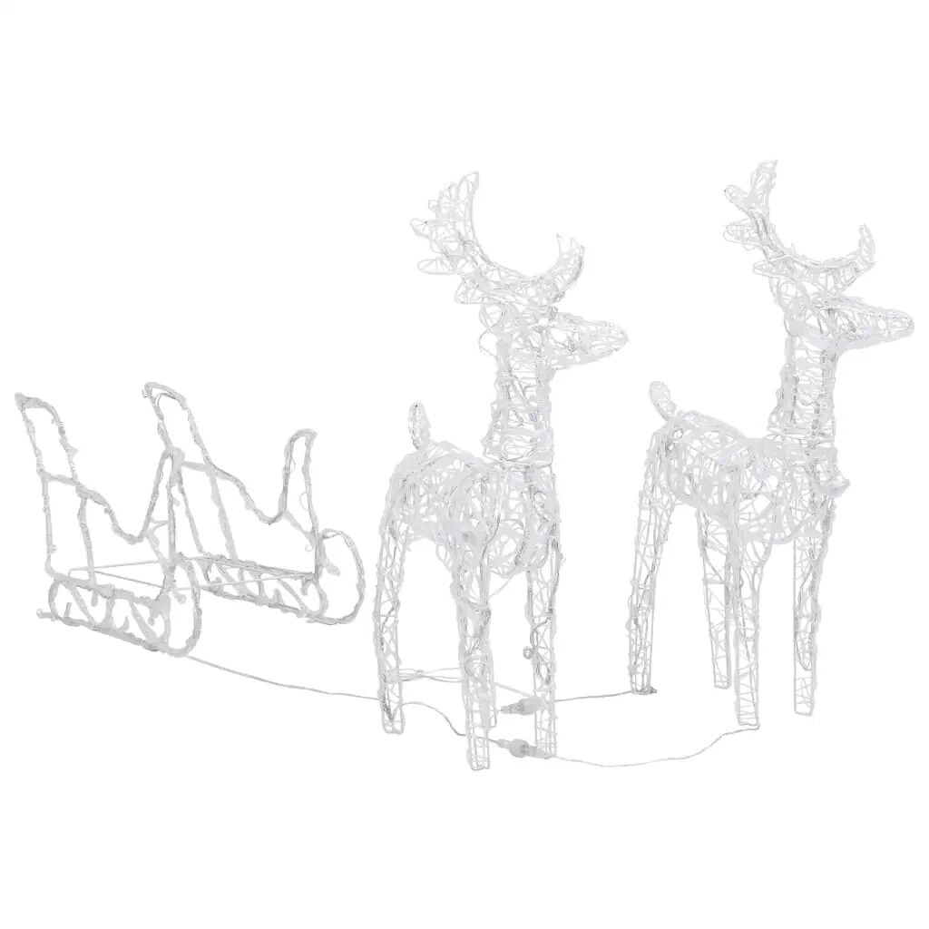 Acrylic Reindeers & Sleigh Christmas Decoration 51.2" with 160 LEDs