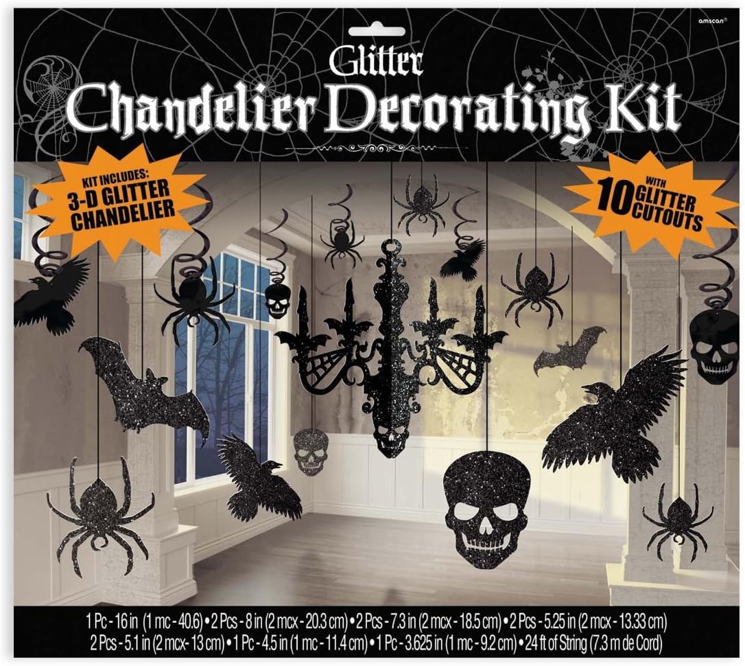 Amscan Party Decoration Halloween Glitter Paper Chandelier Decorating Kit 17 in a Package