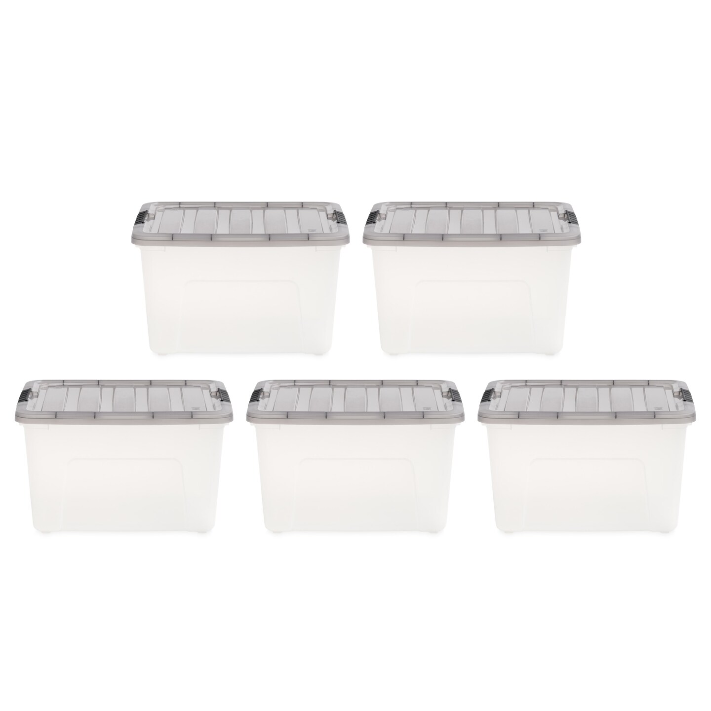 IRIS USA 40 Quart Stack & Pull Clear storage Box, Gray, 5 Pack