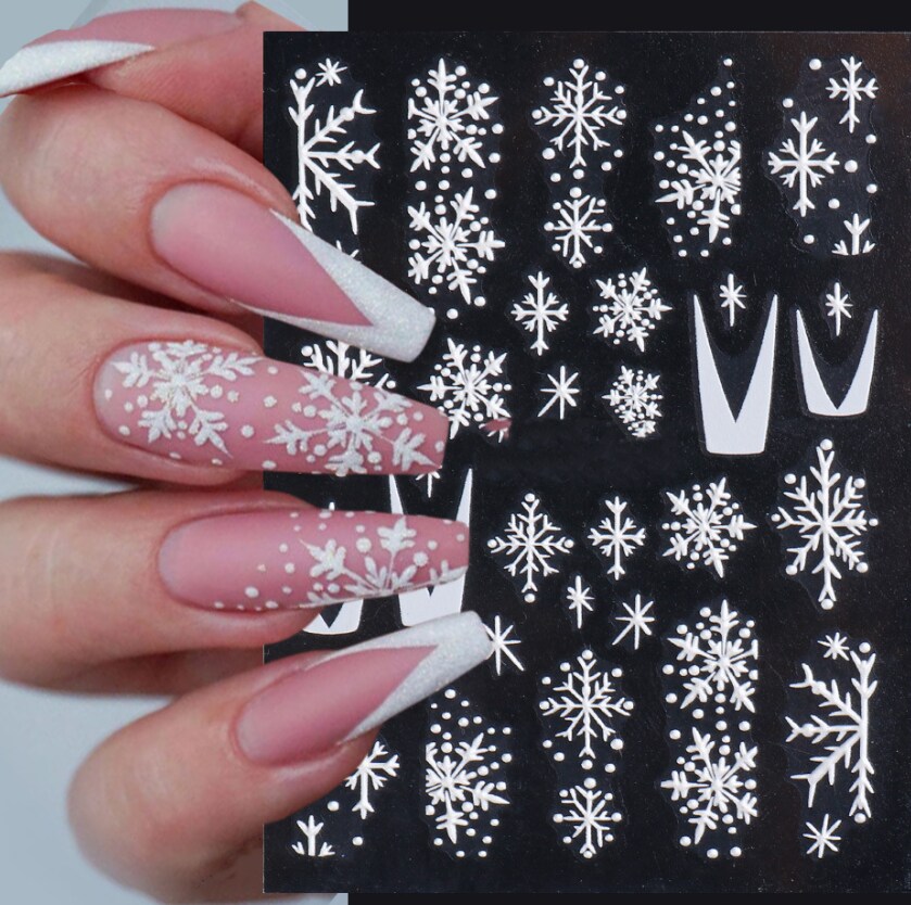 Kitcheniva 5D Embossed Nail Stickers Christmas Snowflakes Flowers Designs