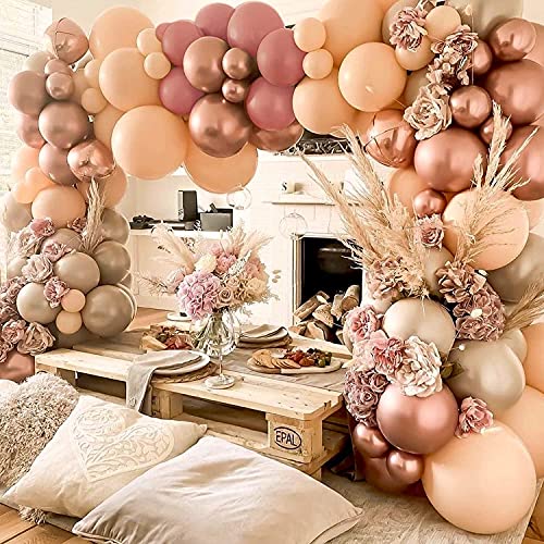 141 Pieces Balloon Arch Garland Kit,Blush Nude Apricot Party Balloons Decoration Set for Retro Boho Wedding Baby Shower Bridal Engagement Anniversary Graduation Birthday Decorations