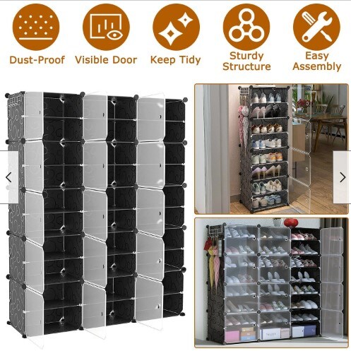 Space Saving 60 Pairs Shoe Rack Organizer 10-Tier Stackable Shoe Storage  Cabinet