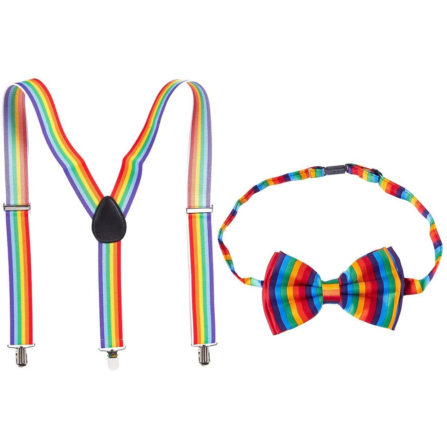 Juvale Gay Pride Rainbow Adjustable Bowtie and Y Shape Suspender Set