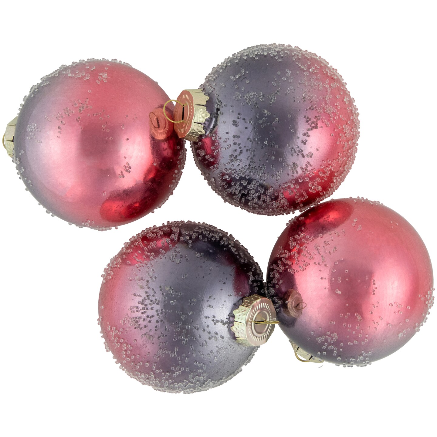 Northlight 4ct Pink and Grey Ombre Hand Blown Textured Glass Ball Christmas Ornaments 3.25&#x22; (80mm)