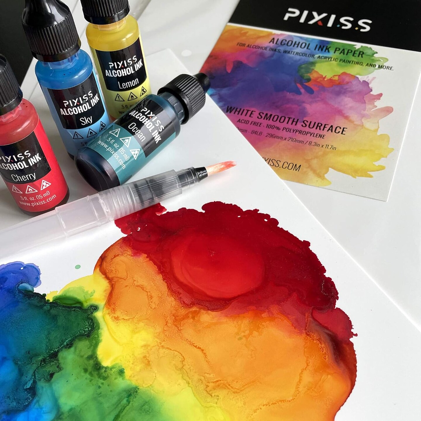 4 Pack (100 Sheets Total) - Pixiss 25 Sheets Heavy Weight Alcohol Ink Paper A4 8.3x11.7 Inches (210x297mm), 300gsm, Extra Smooth