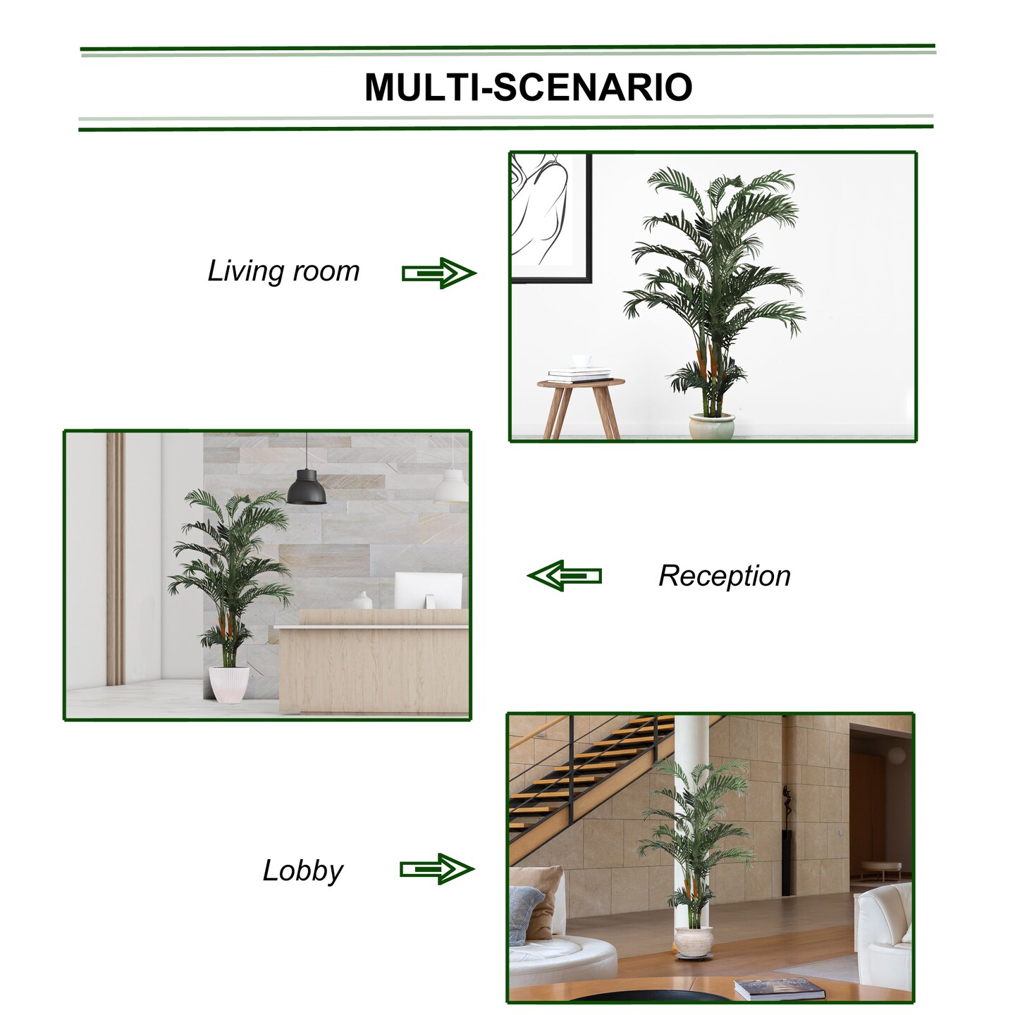 7ft Areca Palm Tree - 28 Silk Leaves in Black Pot, Realistic Greenery, Indoor/Outdoor Decor - Perfect for Homes, Offices, Events &#x26; All-Season Use, Floral Home by Artificial Flowers