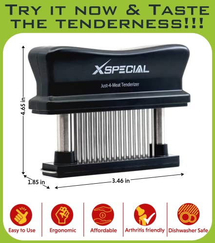Meat Tenderizer Tool 48-Blades Stainless Steel - Ease to Use & Clean - Kitchen Gadgets Tools with Sharp Needle Makes The Toughest Steak Tender