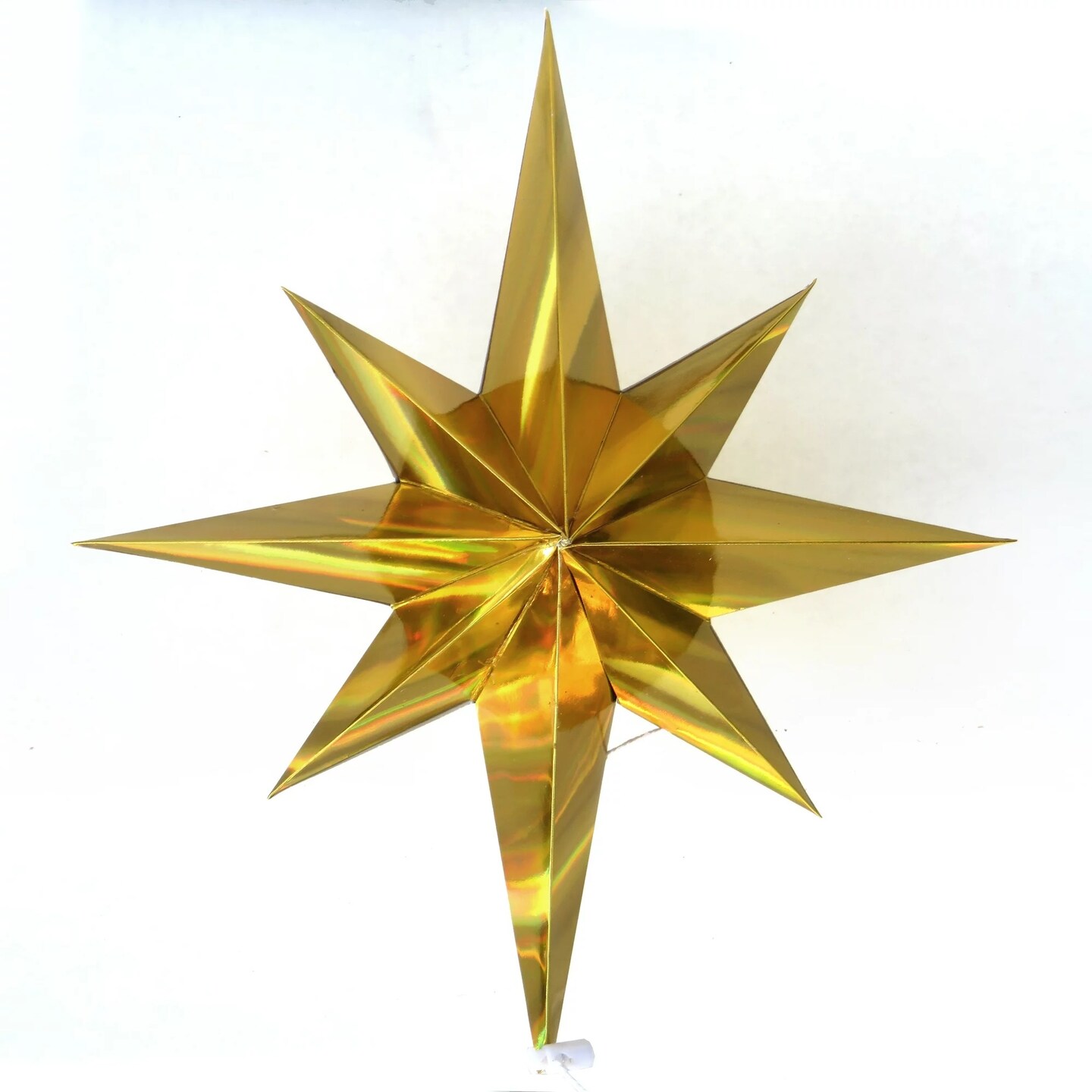 Large Star Christmas Tree Topper (Collapsible) Holographic Gold 11 Inches Star of Bethlehem Eight Pointed 8-Point Ornament