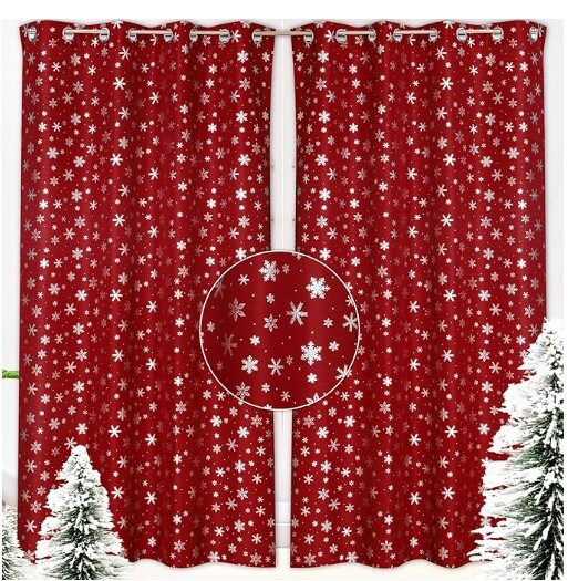 Christmas Window Treatments for the Bedroom and Kitchen Set of 2