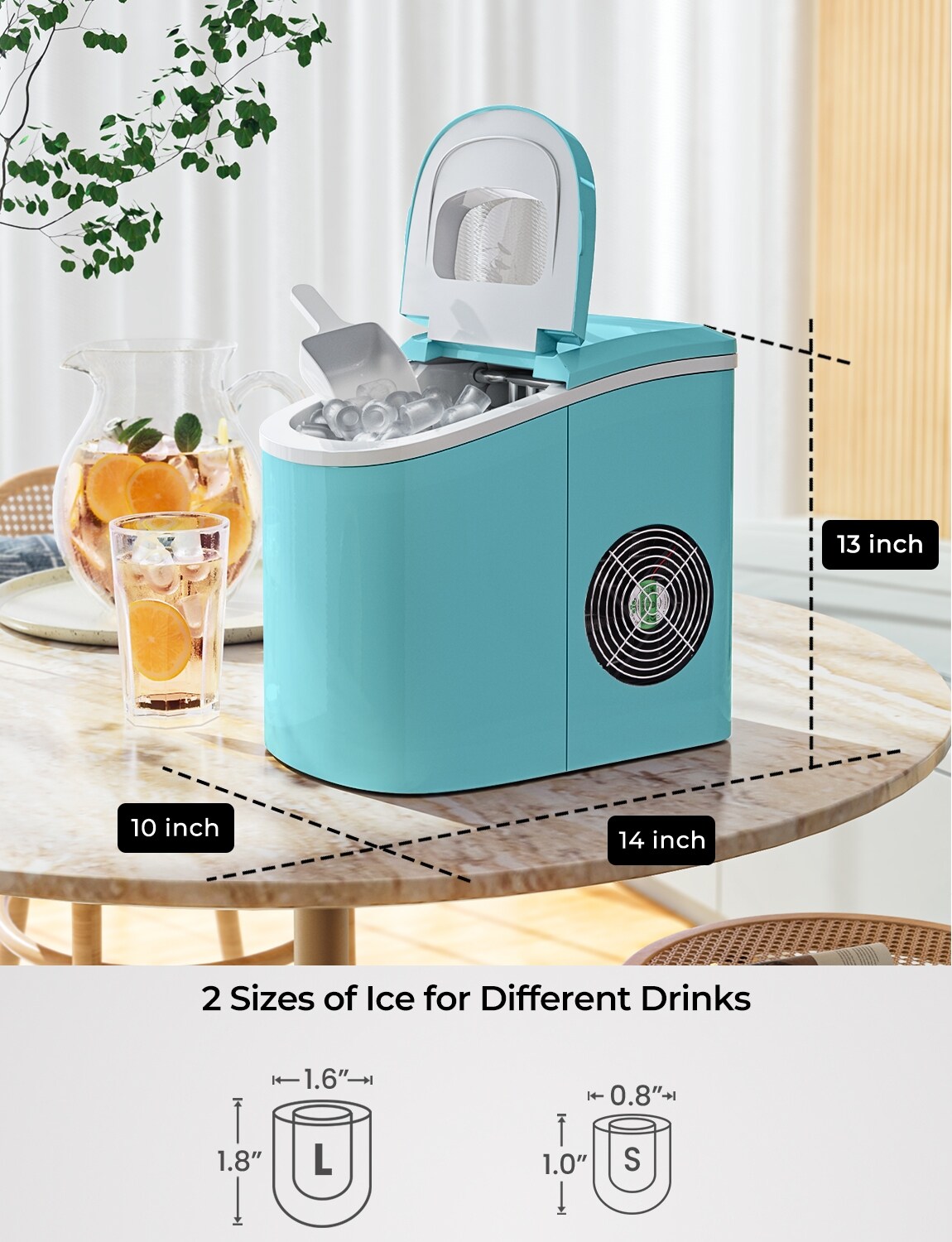9 Bullet-Shaped Ice Cubes Mini Portable Compact Electric Ice Maker Machine