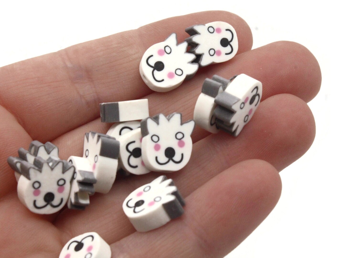 20 White Goat Head Miniature Animal Polymer Clay Beads