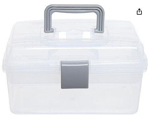 Empty Clear Grey First Aid Storage Box, Multipurpose Tackle Box, Plastic Sewing Box, Tool Box, Craft Supplies Organiser Case with Handle and Removable Tray