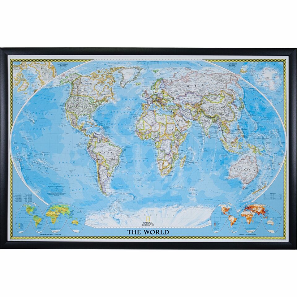 24 x 36 Frames Classic World Push Pin Travel Map