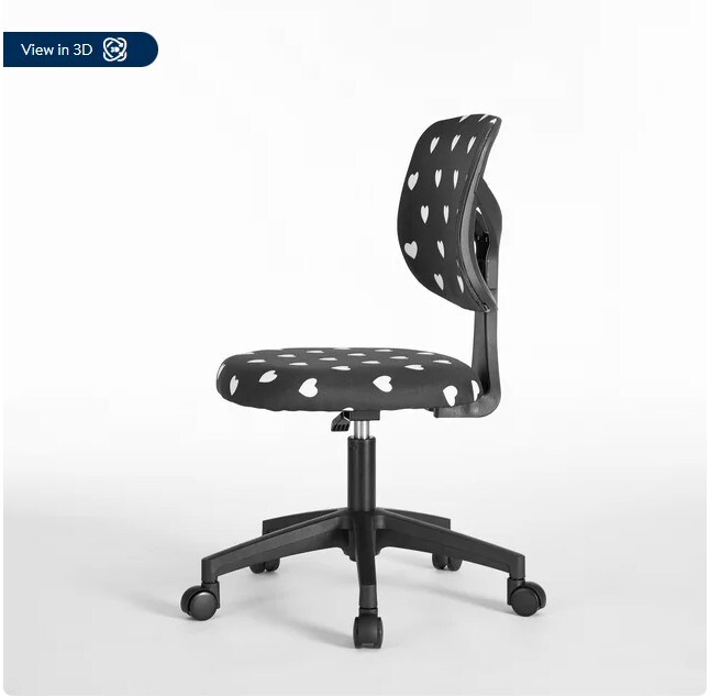 Black and White Hearts Swivel Mesh Task Desk Office Chair