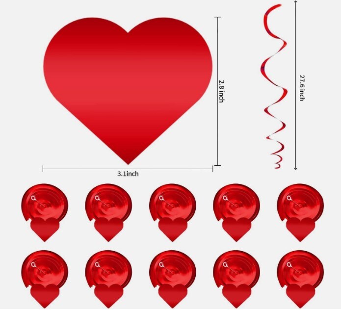 Valentine's Day Decorations Set of 21 Pieces Pre-Assembled Hanging Heart Swirls