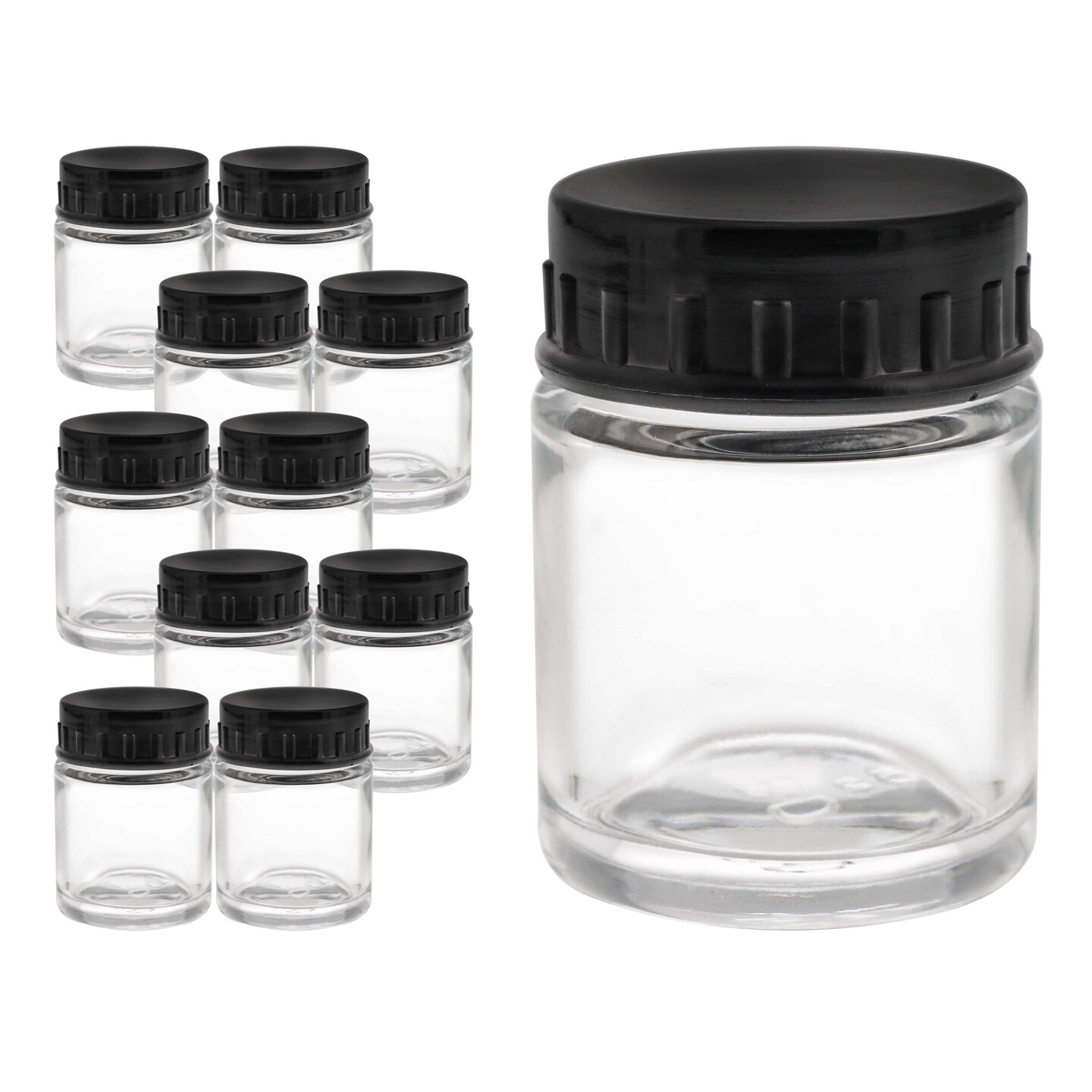 10 Pack TB001 Empty 3/4 Ounce (22cc) Glass Jar Bottles with Plastic