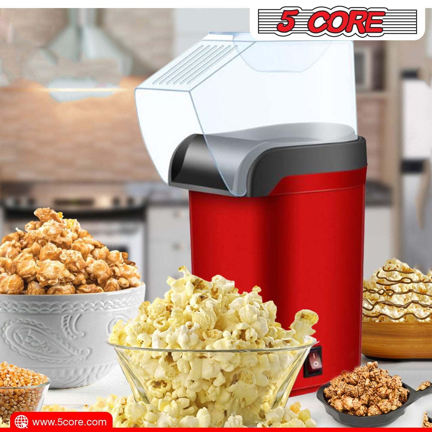 Popcorn Machine Hot Air Electric Popper Kernel Corn Maker Bpa Free No Oil