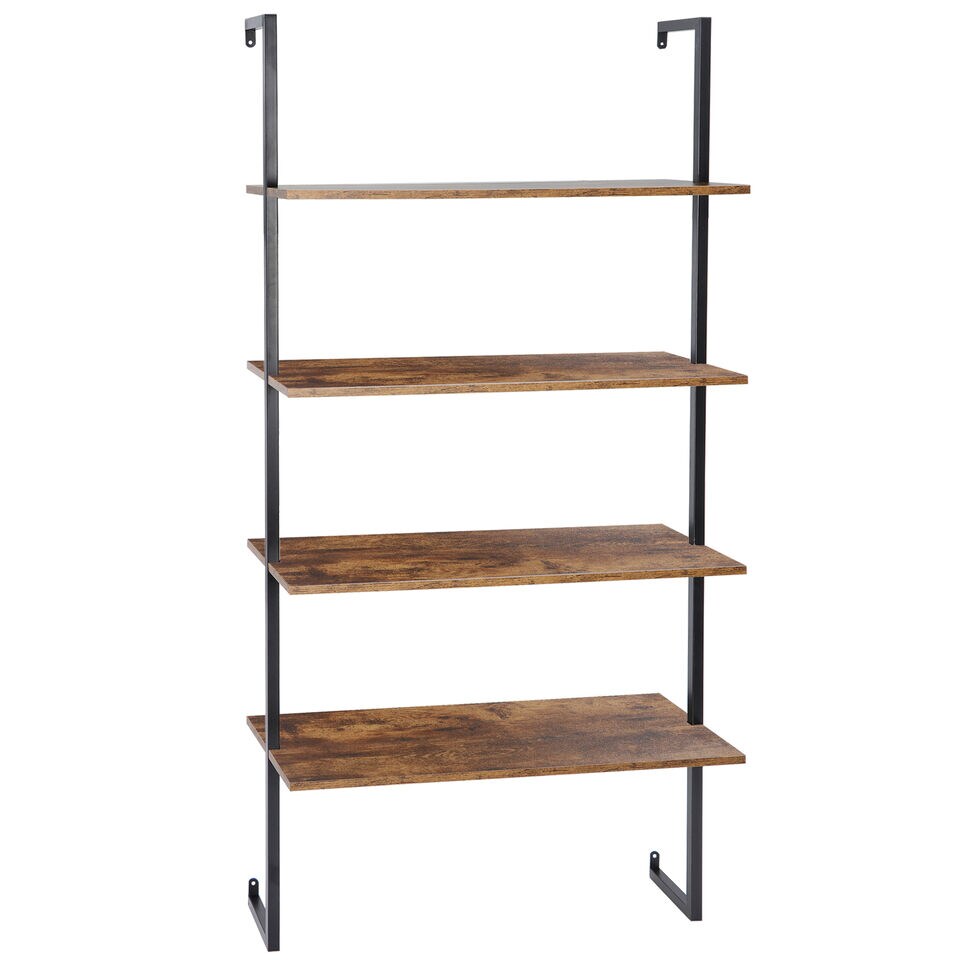 4 Shelf Floating Shelves Bookcase Wall Mount Shelf Display .