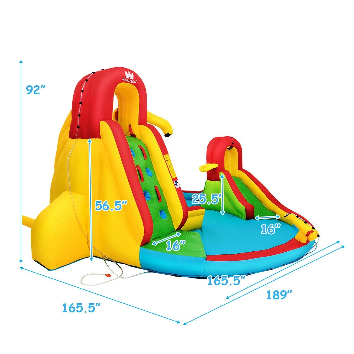Kids Inflatable Water Slide Bounce House with Climbing Wall and Pool