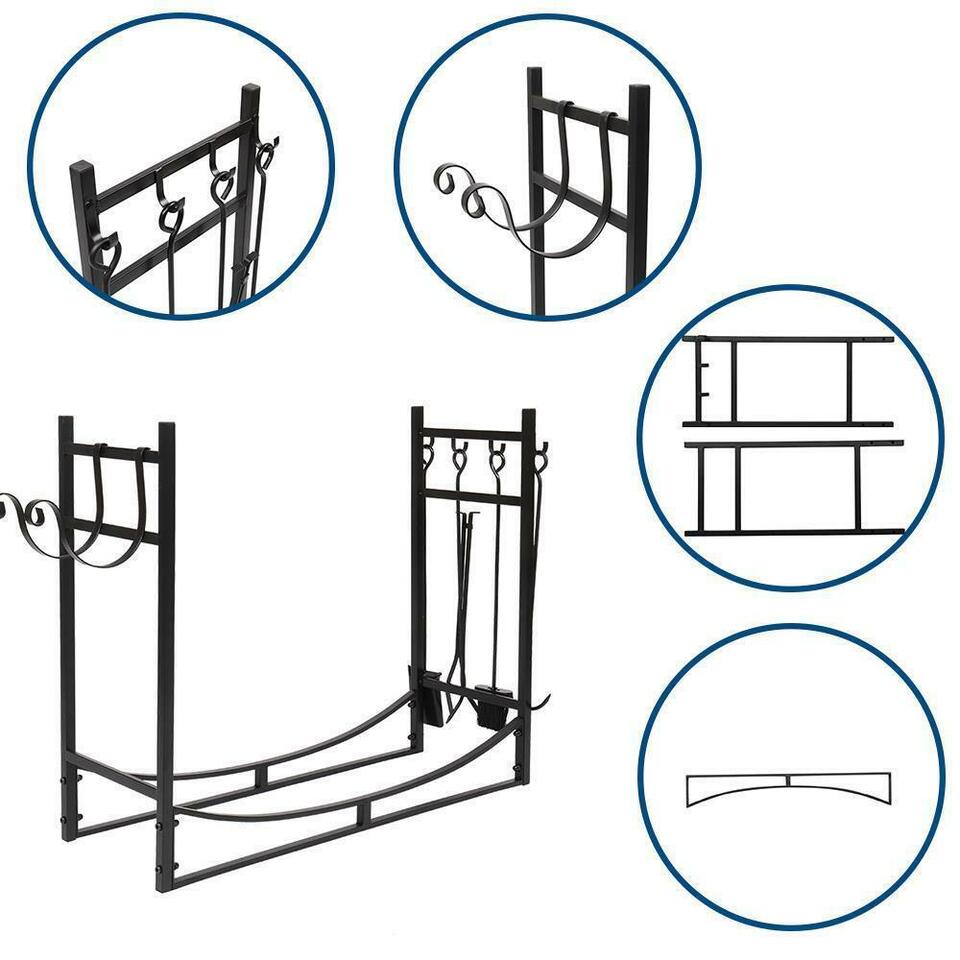 Outdoor Firewood Log Fireplace Storage Holder Heavy