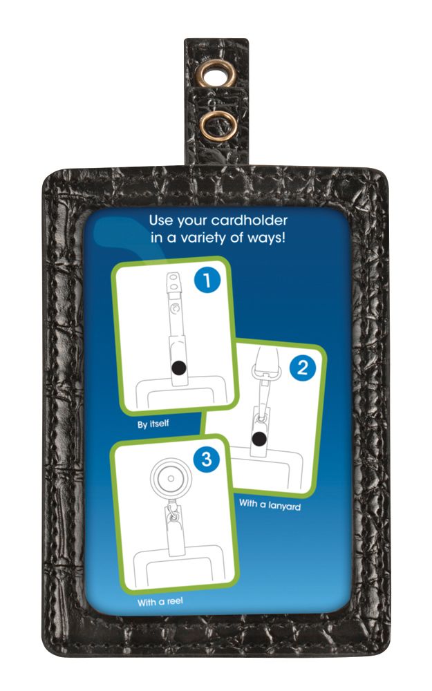 MyID Cardholder, Croc Black, 4" x 2.5", Clear Window, 1 count