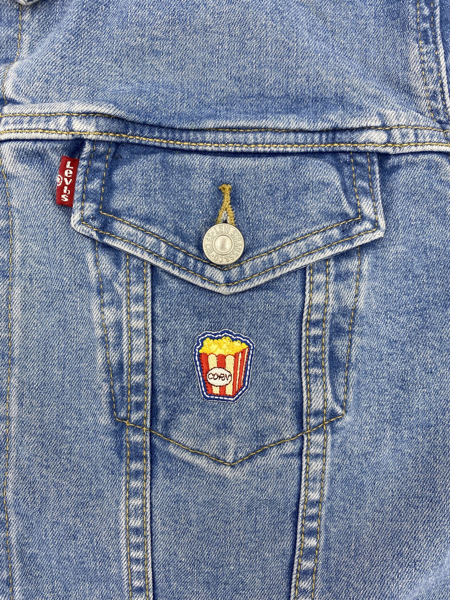 Movie-style Popcorn, Concession Food, Embroidered, Iron on Patch