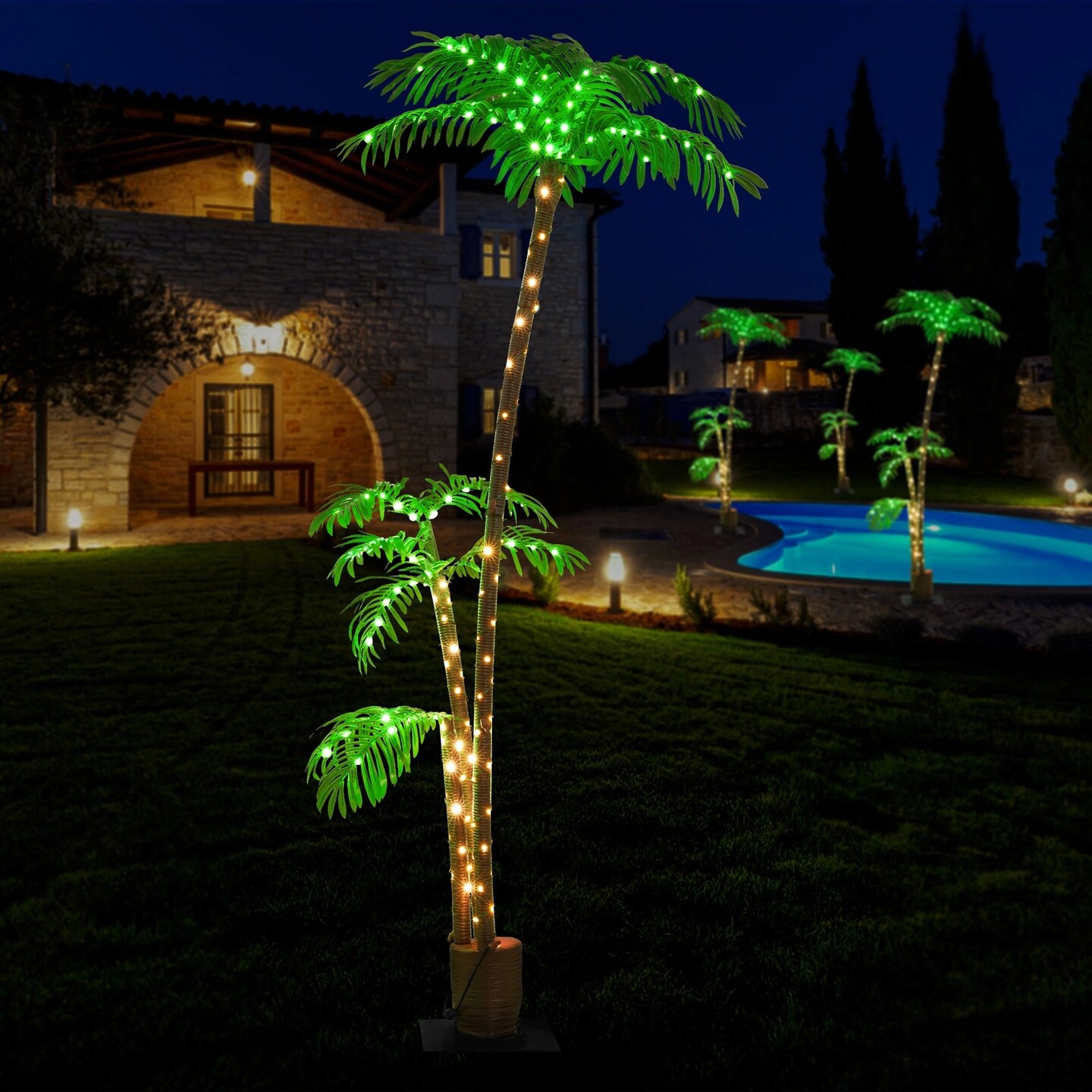 6FT Solar Lighted Palm Tree for Outdoor Christmas Decor