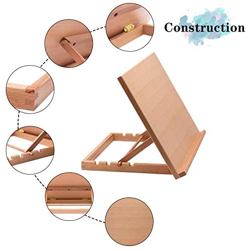 Adjustable Wood Desk Table -Light Weight, Easel with Strong Support
