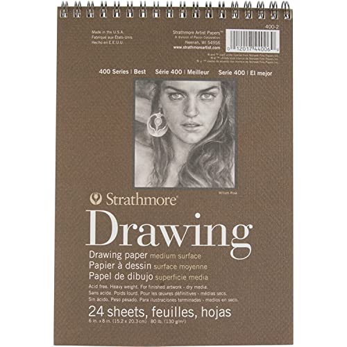 Strathmore Medium Drawing Spiral Paper Pad 6&#x22;X8&#x22;-24 Sheets -62400200