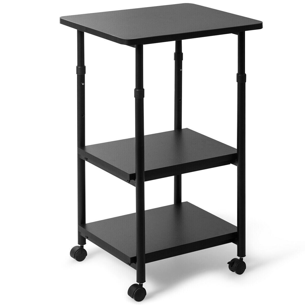 3-tier Adjustable Printer Stand with 360&#xB0; Swivel Casters