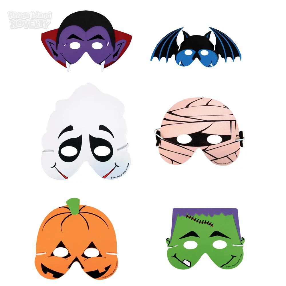 Halloween 7&#x22; Foam Masks - 12pk