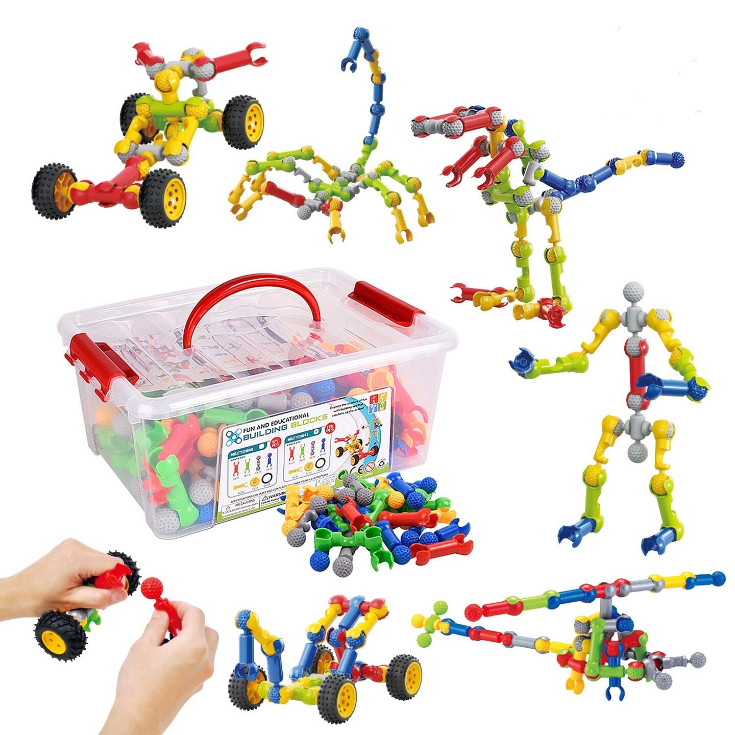 Huaker Kids Building STEM Toys,125 Pcs Educational Construction Engineering Building Blocks Kit for Ages 3 4 5 6 7 8 9 10 Year Old Boys and Girls,Best Gift for Kids Creative Games &#x26; Fun Activity