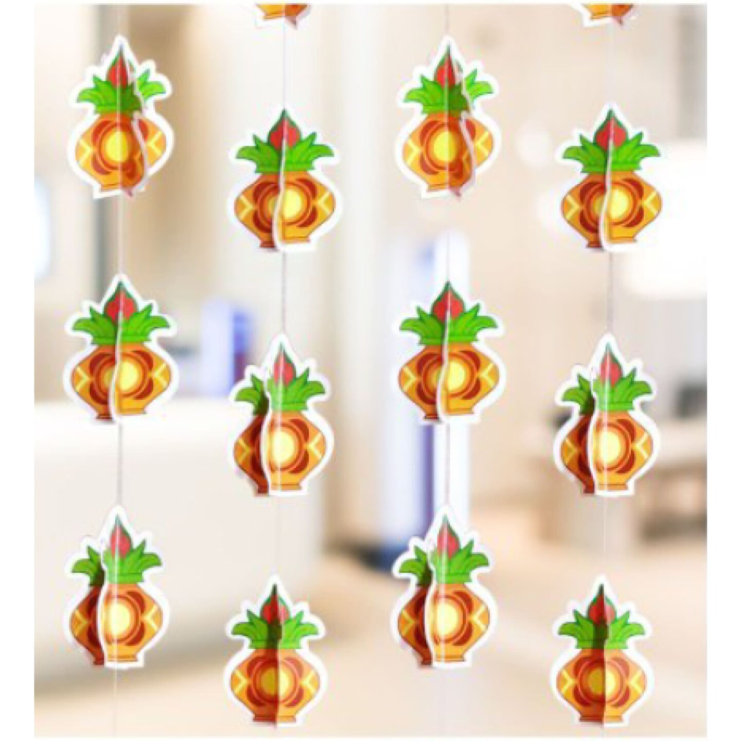 Makar Sankranti Paper Frill Kalash - Decorative Paper Kalash Frills Wall Hanging for Sankranthi Lohri Pongal Indian Harvest Festival Backdrop Kalash Decor Strings - Indian Wedding Favor