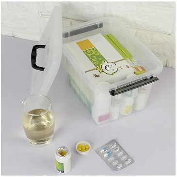 4 Pack 6 Quart Clear Latch Storage Box with Black Handle and Latches