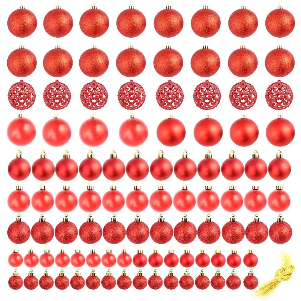 100 Piece of Red Christmas Ball Set
