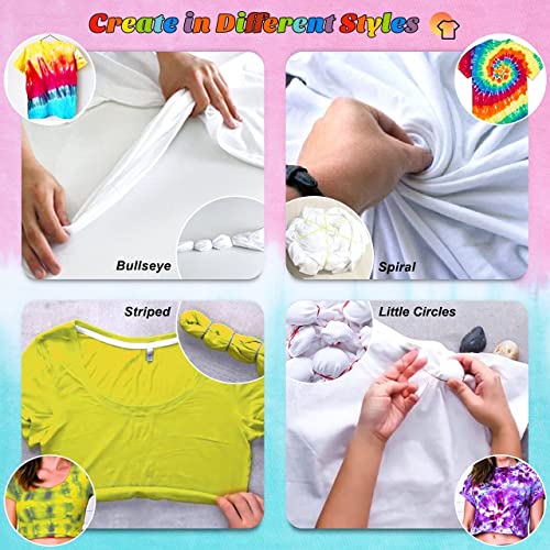 DIY Tie Dye Kits, Emooqi 32 Colours All-in-1 Tie Dye Set Contain 32 Bag Pigments, Rubber Bands, Gloves, Sealed Bag,Apron and Table Covers for Craft Arts Fabric Textile Party DIY Handmade Project