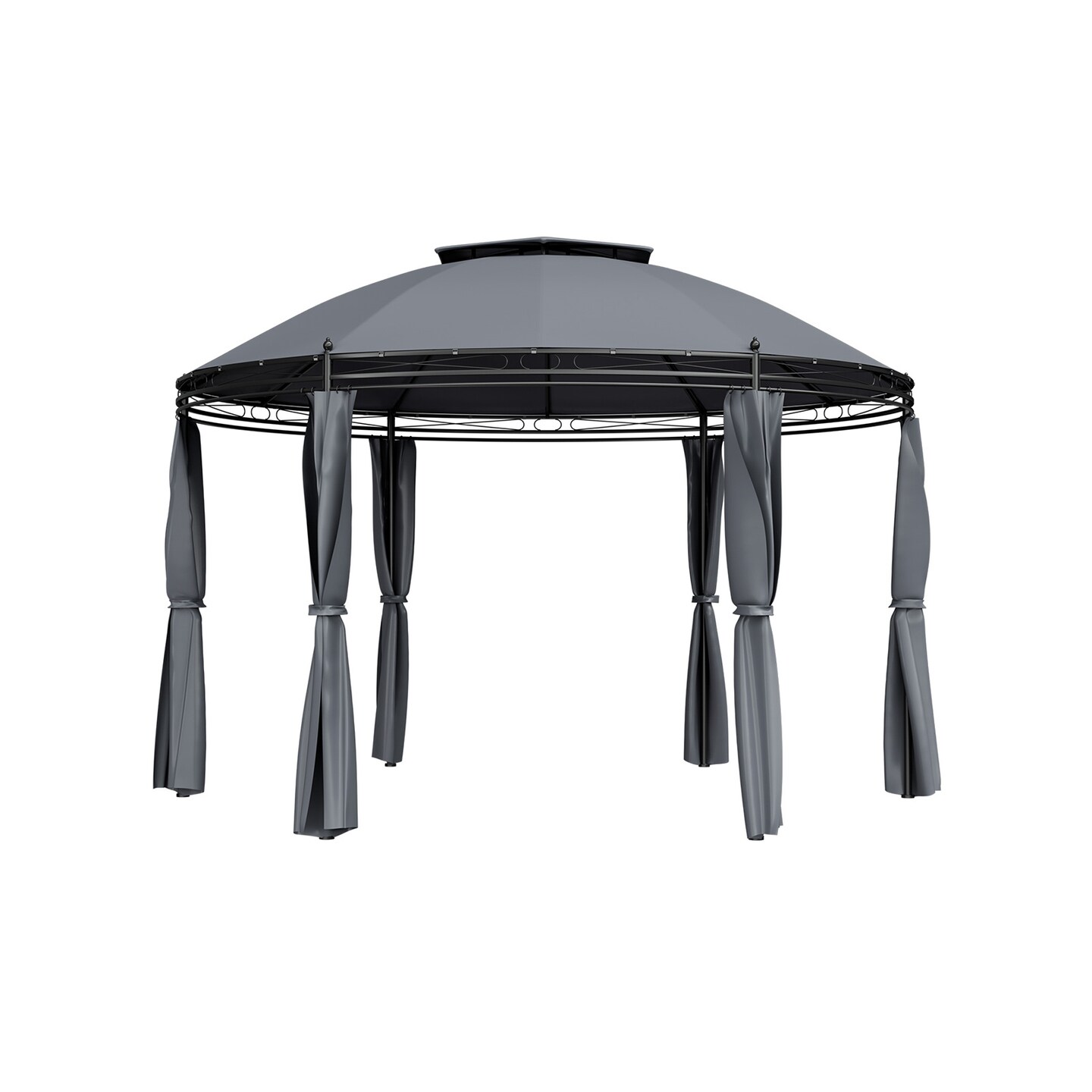 Outdoor Patio Round Dome Gazebo Canopy Shelter with Double Roof Steel