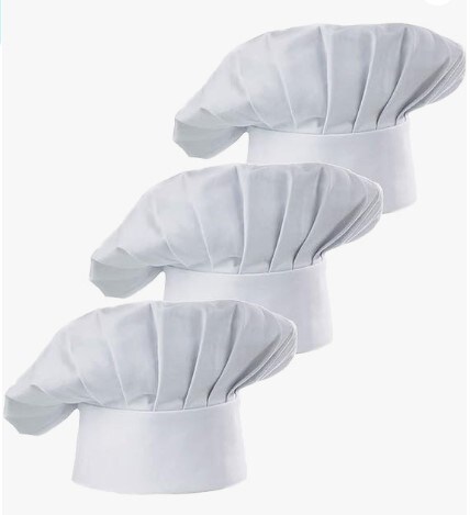 Adult Chef Hat Adult Adjustable Elastic Baker Kitchen Cooking Chef Cap 3 Pieces Set of 3