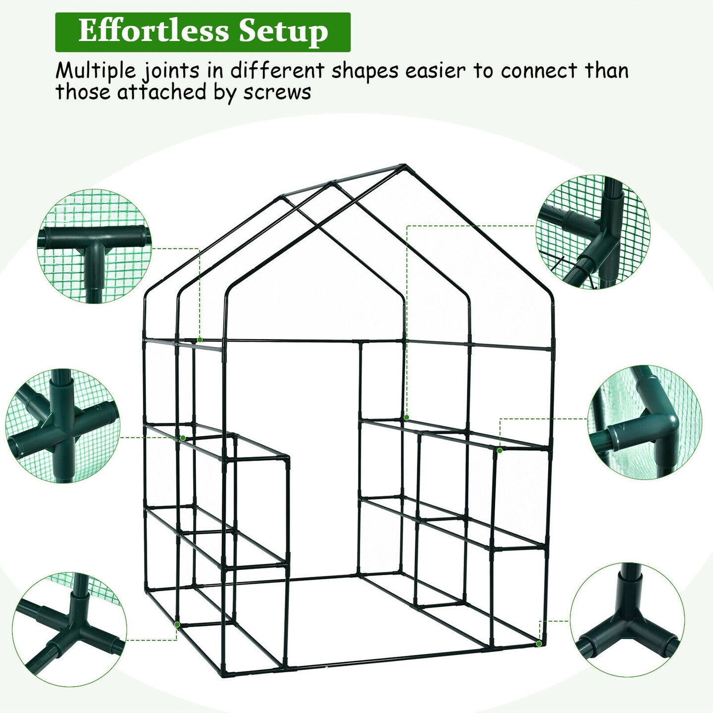 Walk-in Gardening Greenhouse with Observation Windows and Zipper Roll-up Door
