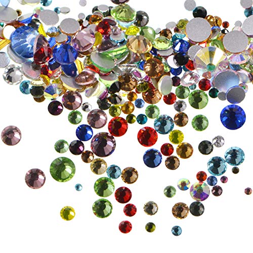 3456 Pieces Mix Size Flatback Rhinestones Glass Charms Diamantes Gems Stones for Nail Art Crafts Face Art (Mix SS3 4 5 6 8 10, Multicolor)