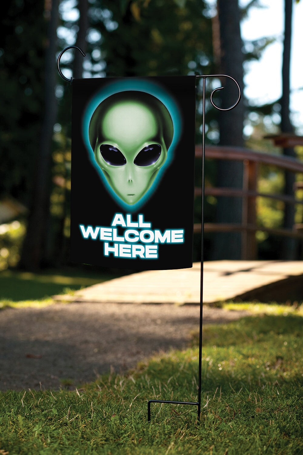 Aliens Welcome Here Decorative Ufo Flag